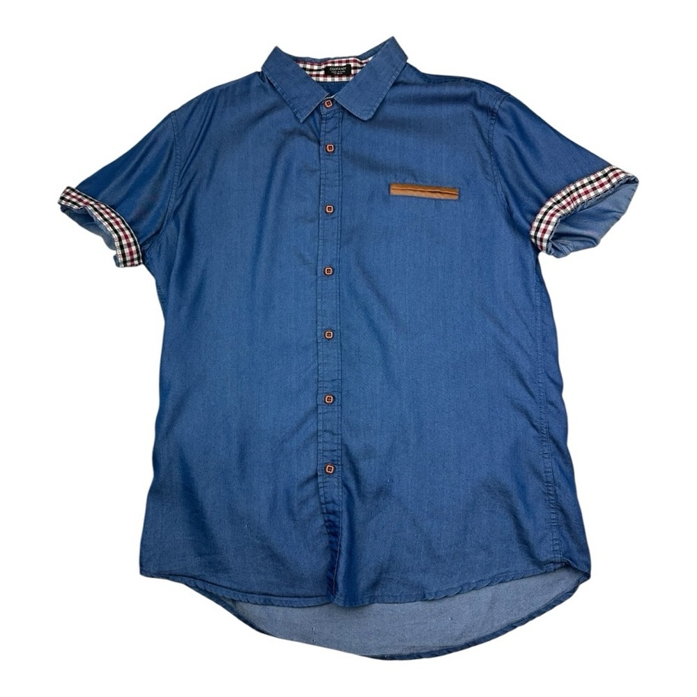 COOFANDY Short Sleeve Button Down Shirt Blue Size M